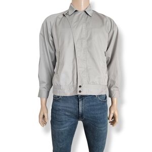 Vintage Korean Light Gray Zippered Foldover Lapel Jacket by Simple Life